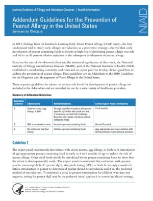 Cover image for Clinician Summary 2017 Addendum Guidelines Prevention Peanut Allergy